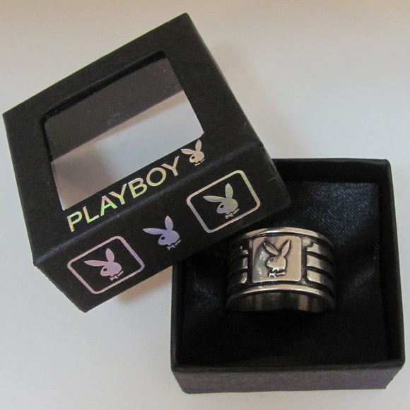 Mens Playboy Ring Wide Band Silver Plated 9 10 11 - Picture 5 of 6